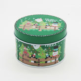 Christmas RD Tin Box(7.5*5CM) decorated with festive Christmas trees and characters, perfect for holiday gifts.